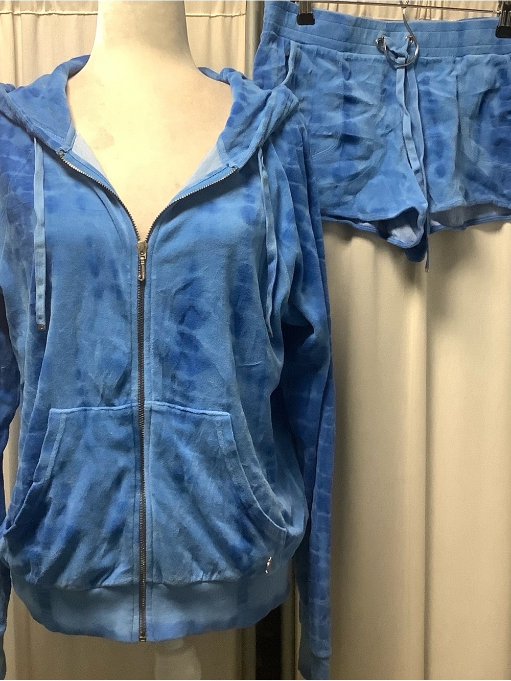 Juicy Couture Tie-Dye Velour Oversized Hoodie & Shorts Set